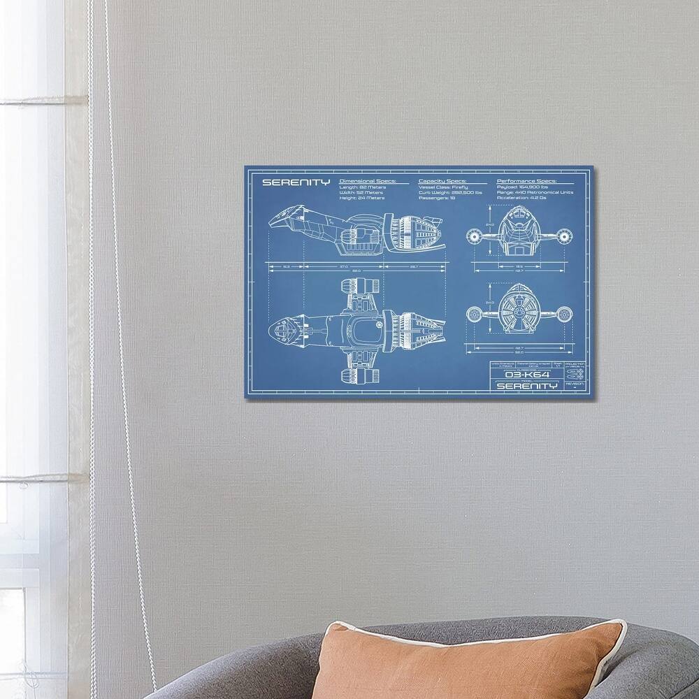 iCanvas "Serenity Firefly Spaceship Blueprint" by Action Blueprints Canvas Print