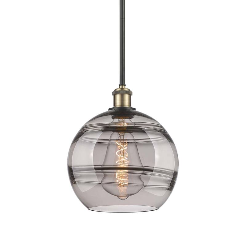 Innovations Lighting 516-1S-12-10 Rochester Pendant Rochester 10" Wide - Black Antique Brass / Light Smoke