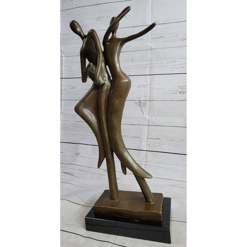Contemporary Modern Art Bronze Statue Sculpture Of Dancing Couple Romance Figurative
