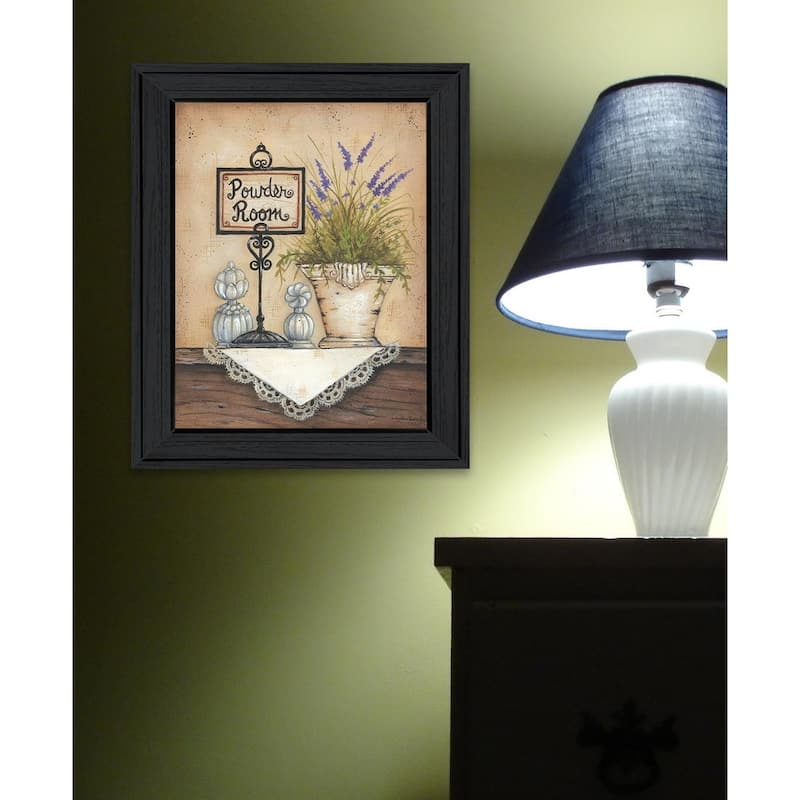 TrendyDecor4U Traditional "Powder Room" Framed Print Wall Art by Mary Ann June - Brown, Tan, Yellow