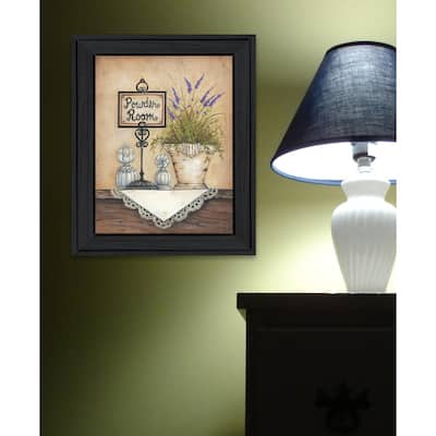 TrendyDecor4U Traditional "Powder Room" Framed Print Wall Art by Mary Ann June - Brown, Tan, Yellow