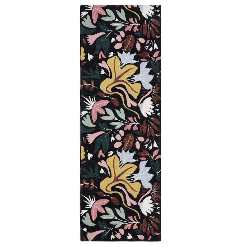 TOWN & COUNTRY LUXE Livie Everwash Washable Non-Slip Backing Kitchen Mat - 2' x 6' - Black - Runner