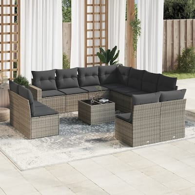 vidaXL Garden Sofa Set Gray PE rattan Large Modular Garden Sofa Set - 21.7 x 21.7 x 14.6