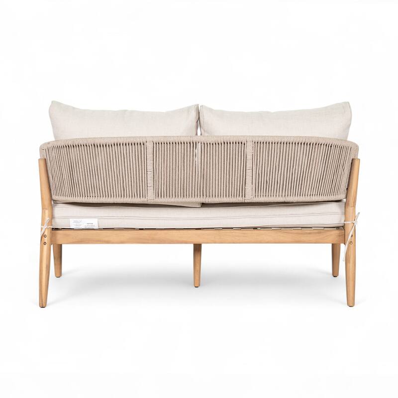 Roomfitters Verona Outdoor Acacia Wood Loveseat with Rope Detail