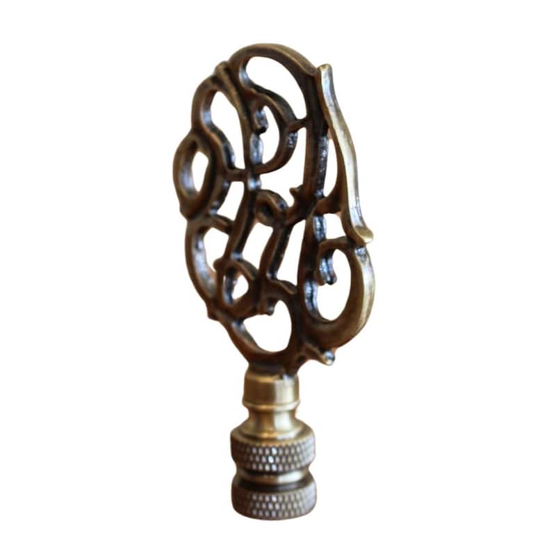 Williamsburg Cipher Lamp Finial Antique Brass, 3"h