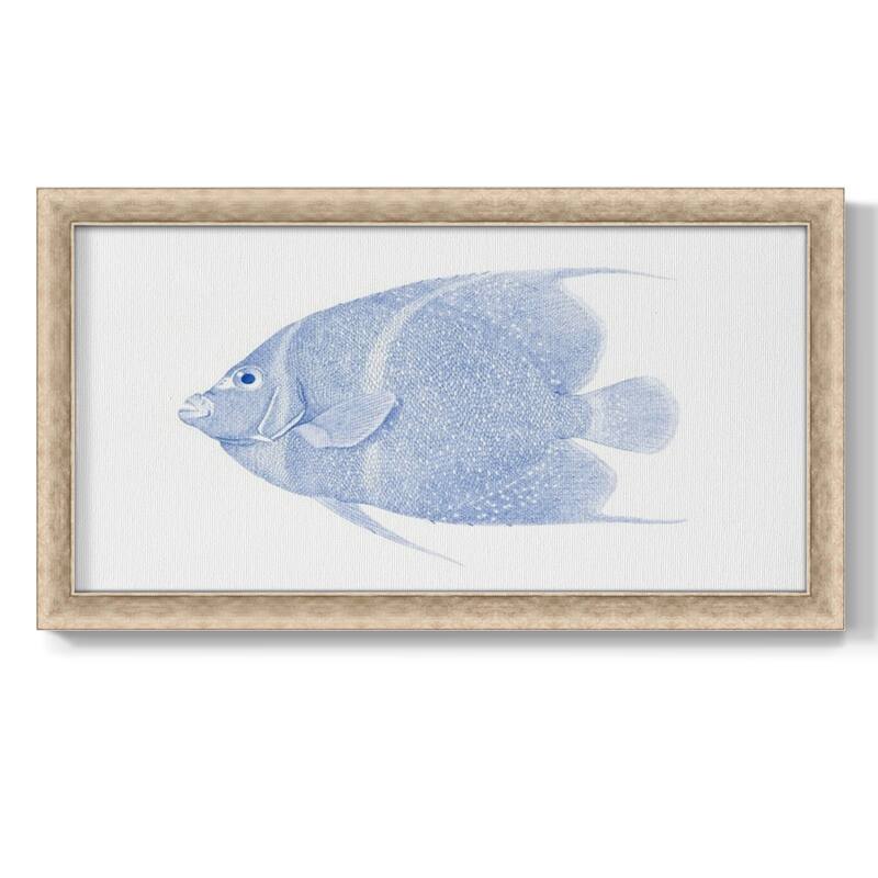Blue & White Tropical Fish V Premium Framed Canvas- Ready to Hang