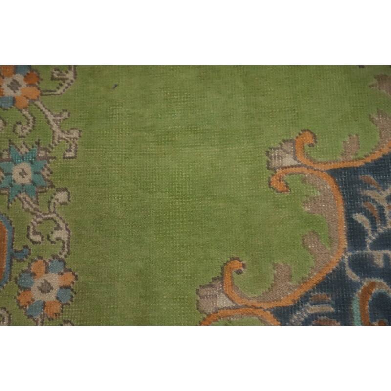 Hand Knotted Oriental 100% Wool Carpet Traditional Floral Green Tabriz Area Rug - 12' 4'' X 9' 8''