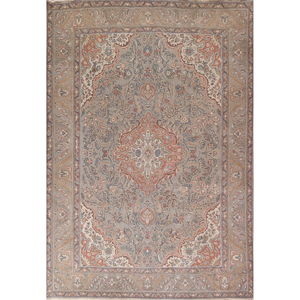 Tabriz Persian Vintage Area Rug Handmade Traditional Wool Carpet - 9'10"x 12'10"