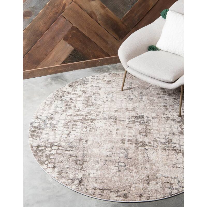 Contemporary Visby Collection Area Rug - Gray - 8' Round