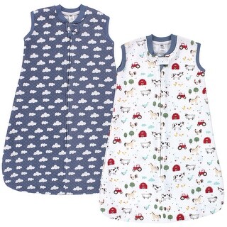 Hudson Baby Infant Boy Premium Quilted Sleeveless Sleeping Bag and Wearable Blanket, Boy Farm Animals