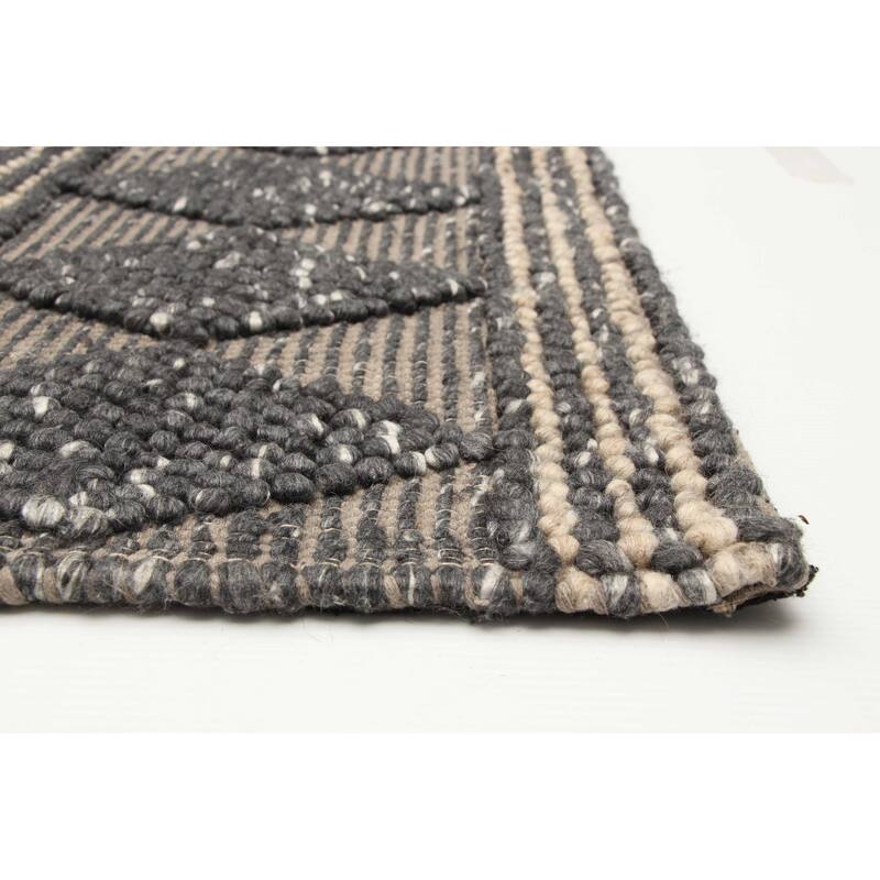 ECARPETGALLERY Braid weave Sienna Grey Wool Rug - 6'0 x 8'11