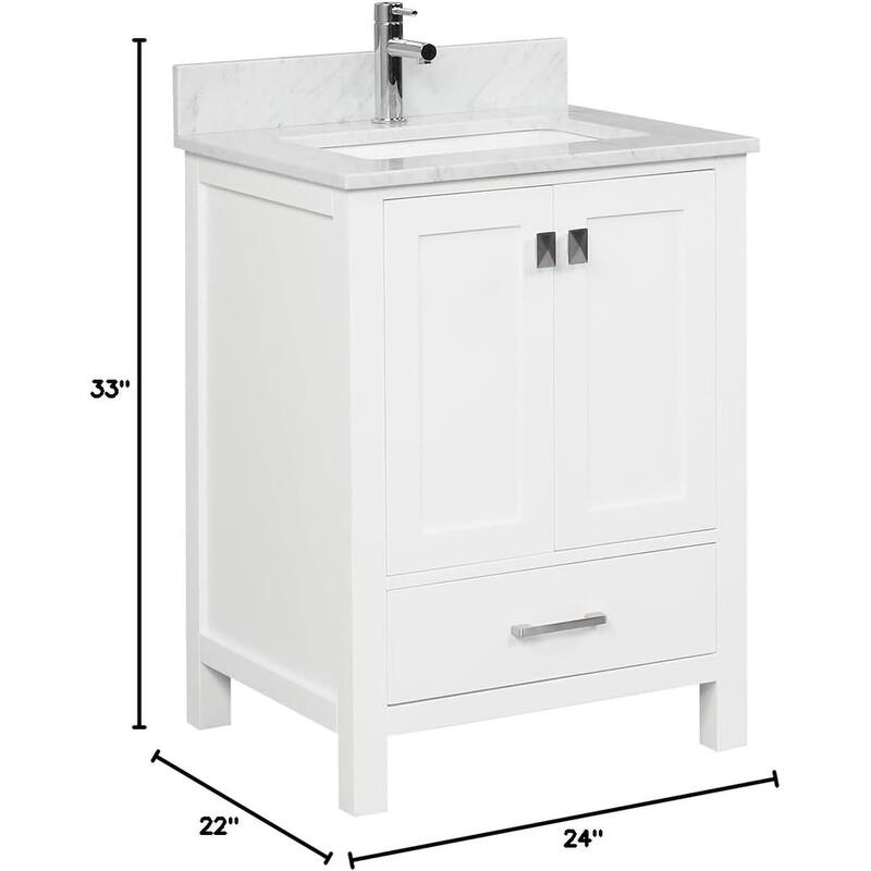 Blossom Geneva 24" Solid Wood Bathroom Vanity with Marble Top