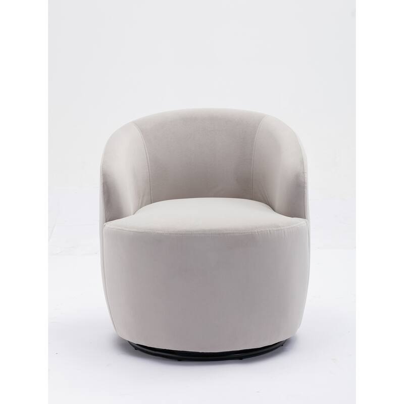 Velvet Fabric Swivel Barrel Chair with Black Powder Coating Metal Ring