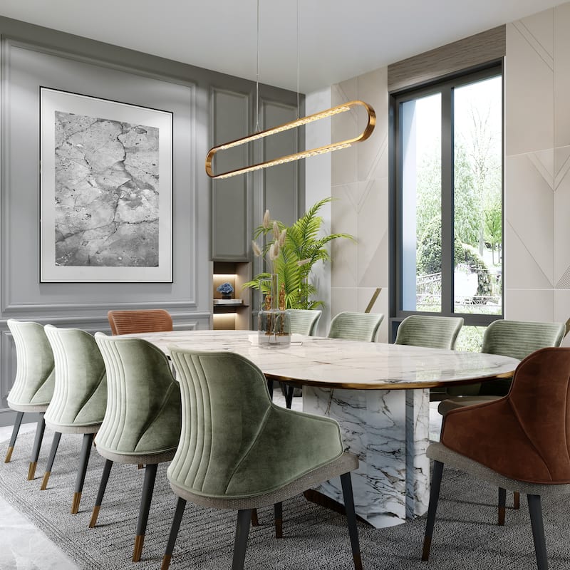 Modern Gold LED Crystal Linear Chandelier for Kitchen Island Dining Room