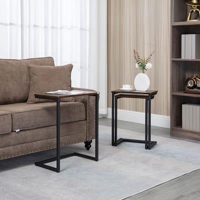 Nesting End Tables Set of 3 for Sofa Couch Bed Rustic Brown