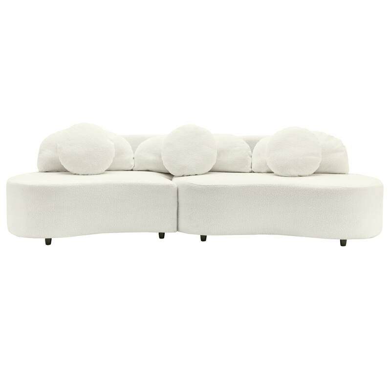 103.5" Lamb Velvet Armless Sectional Sofa with 6 Pillows