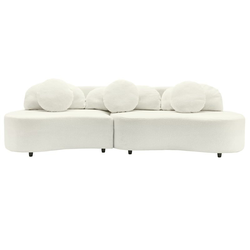103.5" Lamb Velvet Armless Sofa with 6 Pillows and Floating Design