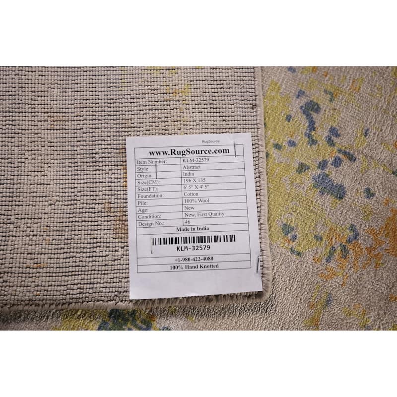 Contemporary Abstract Accent Rug Handmade Wool Carpet - 4'5" X 6'5"