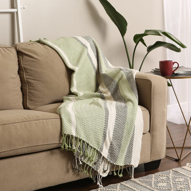 DII Herringbone Stripe Decorative Throw