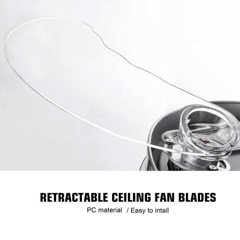 Modern 42 in Brushed Nickel Ceiling Fan with Retractable Blades and DC Motor - 42 INCHES