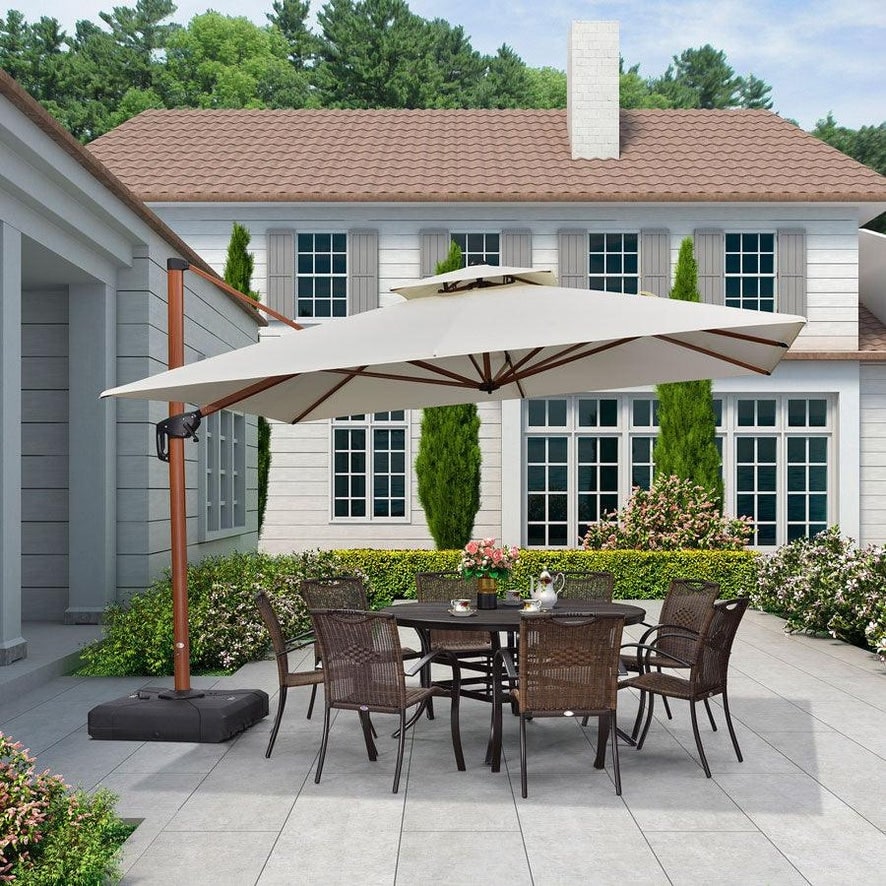 11 ft square patio umbrella Pellebant Outdoor Cantilever Offset x 11 Double Top and the USB Kingdura 11' X 11' Cantilever