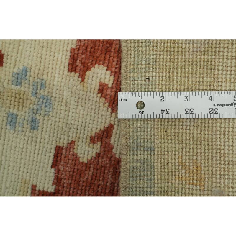 Vegetable Dye Wool Oushak Turkish Area Rug, Floral Geometric Carpet - 11' 8'' X 9' 3''