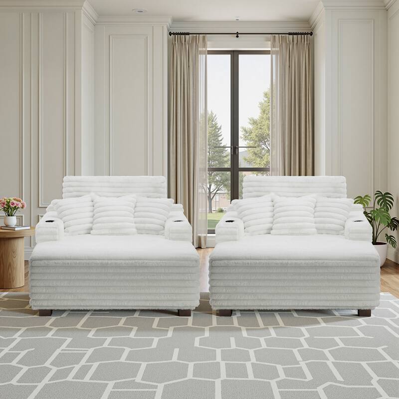 53" Upholstered Chaise Lounge Indoor Sofa with Pillows