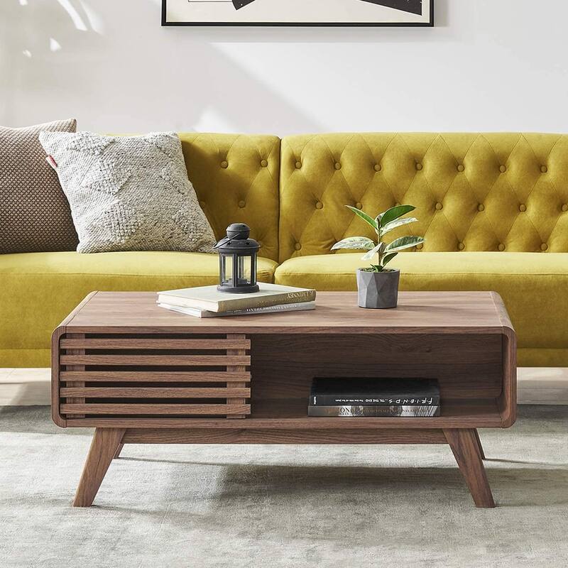 Mopio Ensley Mid-Century Modern Coffee Table with dual side storage, Centerpiece for your living room