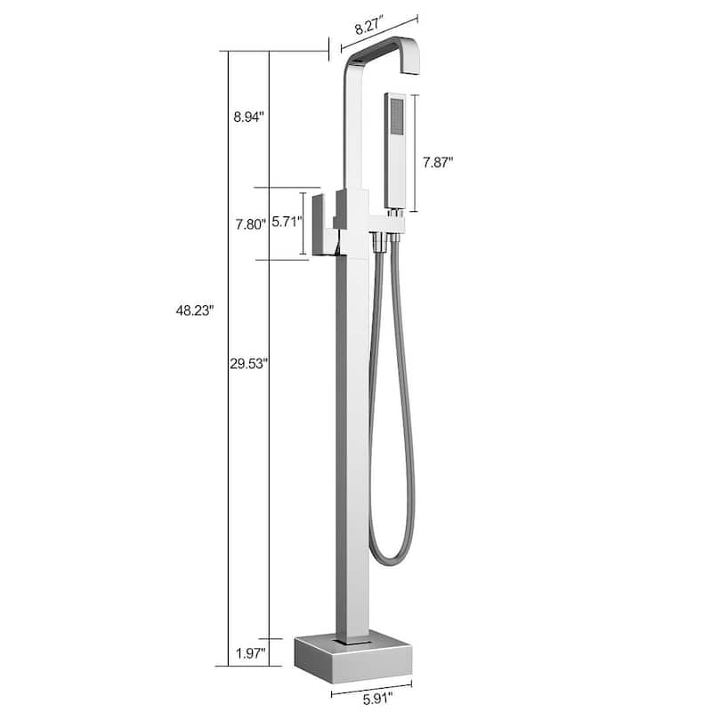 Eridanus Freestanding Bathtub Tap Floor Mounted Shower System Waterfall Spout Filler