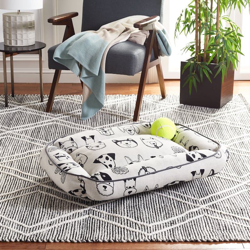 SAFAVIEH Izabelle Dog Bed - 24Wx28Dx6H - Ivory/Black