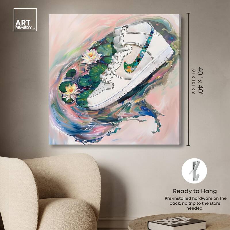 Lilypads Sneaker Splash Canvas by Art Remedy, Gallery Wrapped