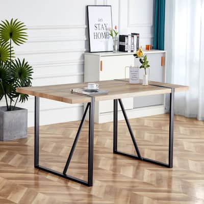 Rustic Industrial Rectangular Wood Dining Table For 4-6 Person - Rustic Brown