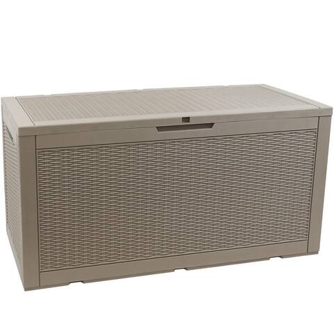 Sunnydaze Faux Rattan Outdoor Lockable Deck Storage Box - 100-Gal. - N/A