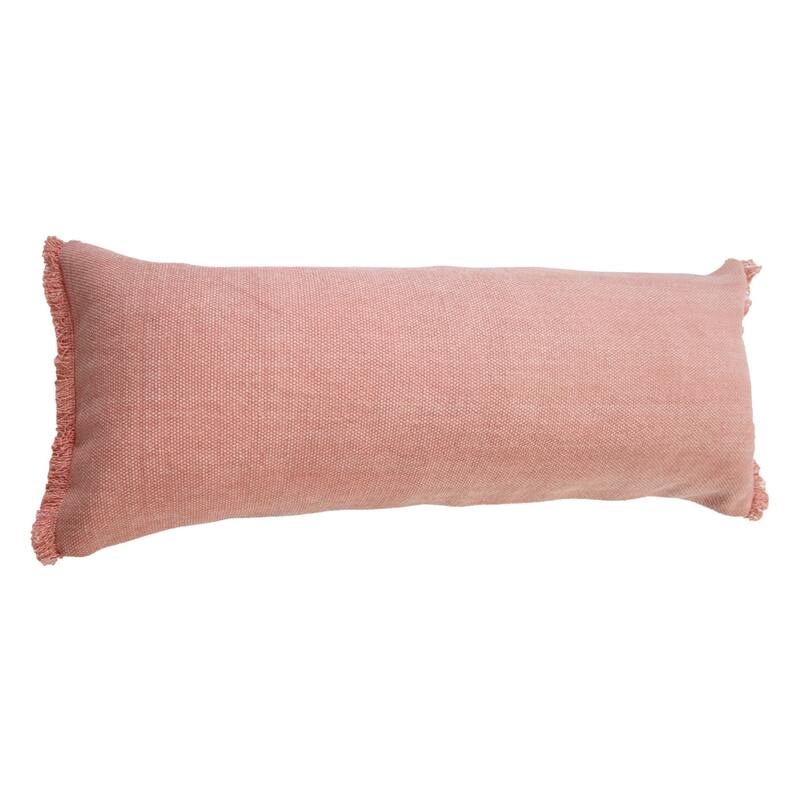 HomeRoots 14" X 36" Rose Pink 100% Cotton Zippered Pillow