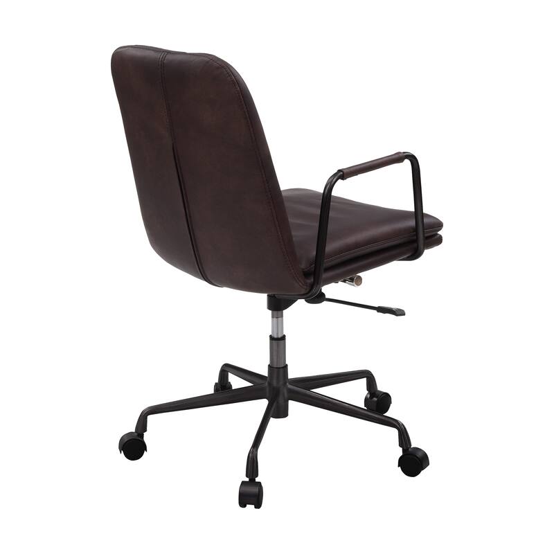 Ergonomic 360° Swivel Office Chair with Top Grain Leather, Adjustable Height, and Easy Glide Wheels for Workspace