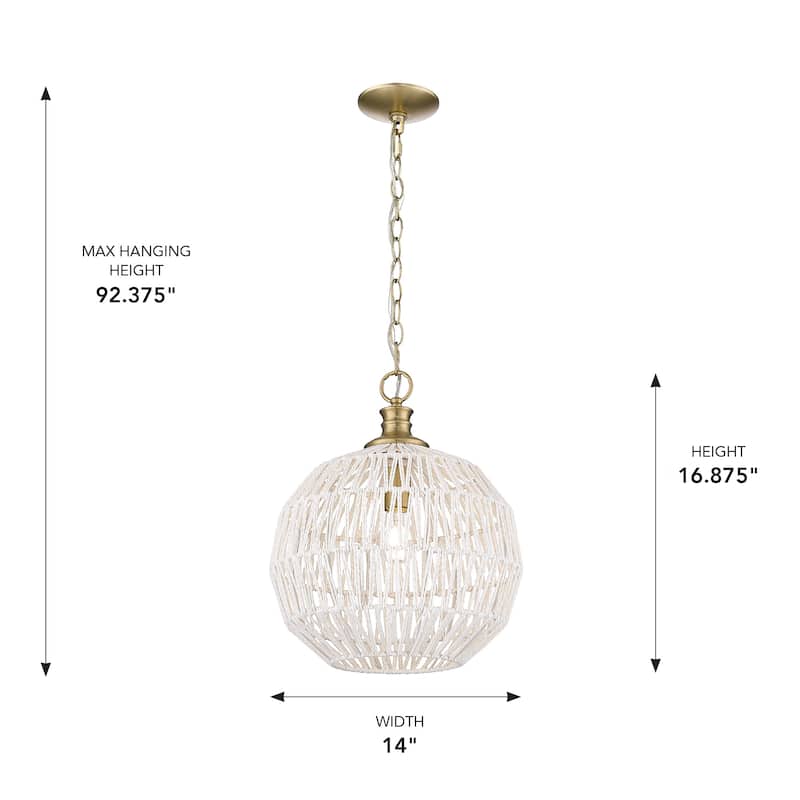 Florence 14" Wide 1-Light Medium Pendant with Rope Shade