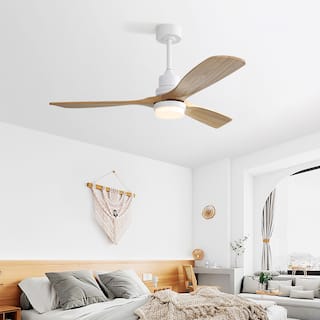 Wood Reversible Ceiling Fan with Dimmable 3 Color LED Light & 6-Speed Remote Control, and Ultra-Quiet DC Motor