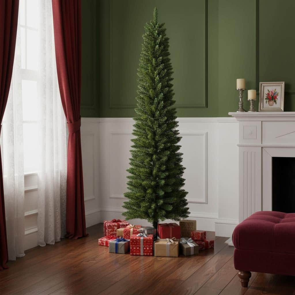 HomeRoots 7' Slender Fir Christmas Tree - Green - 25.00 in. x 84.00 in. x 25.00 in.
