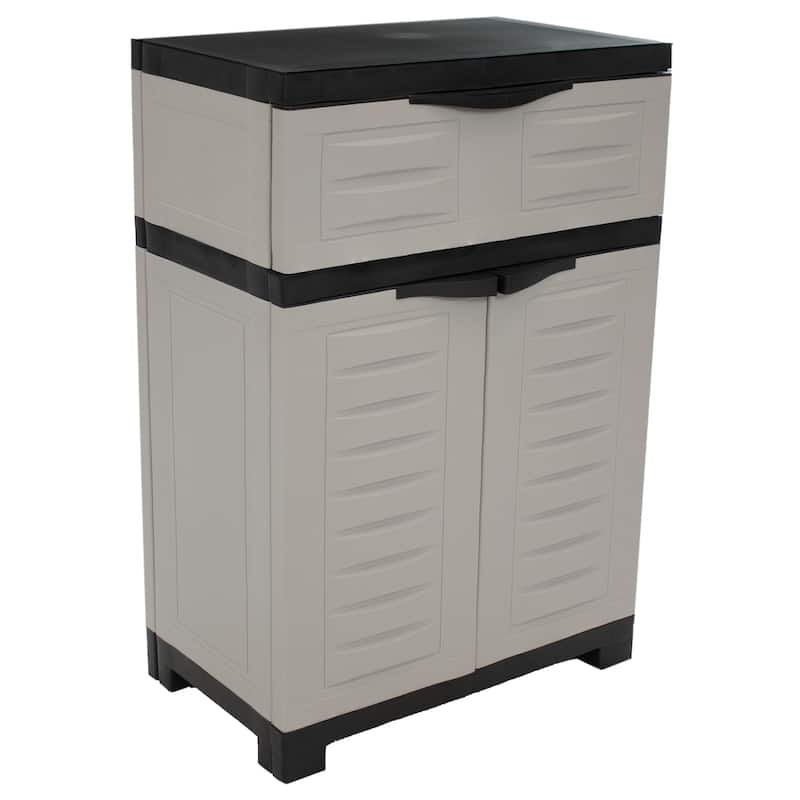 Plastic Storage Cabinet with Adjustable Shelf and Drawer