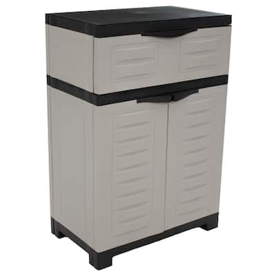 Plastic Storage Cabinet with Adjustable Shelf and Drawer
