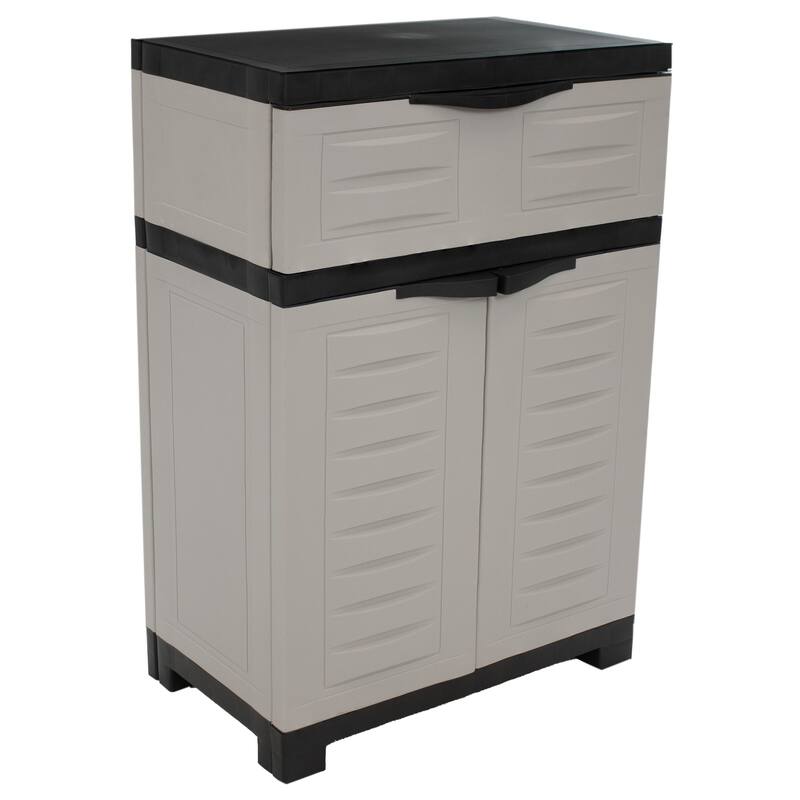 Plastic Storage Cabinet with Adjustable Shelf and Drawer
