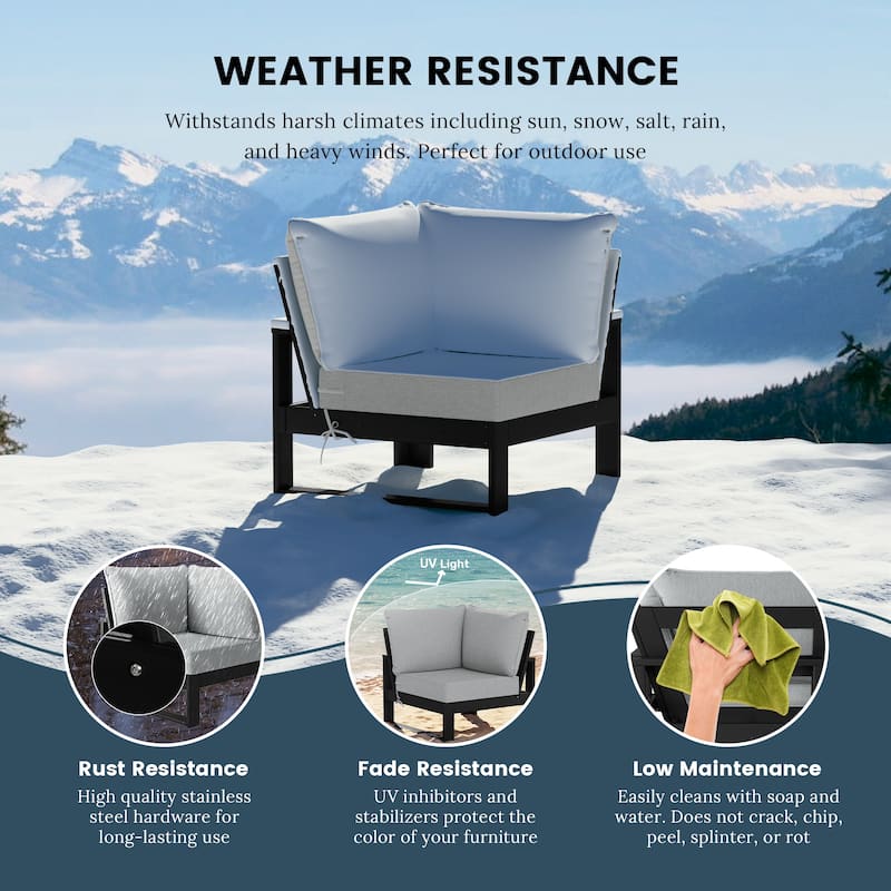 Polytrends Endless Patio Deep Seating Corner Chair with Black Frame