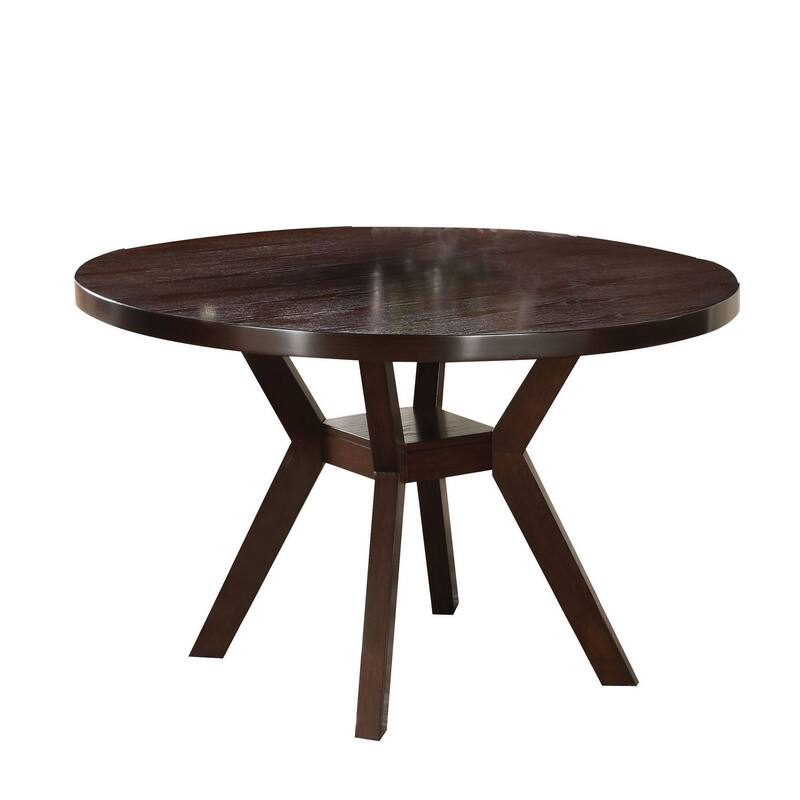 Round Wooden Dining Table, Espresso Brown