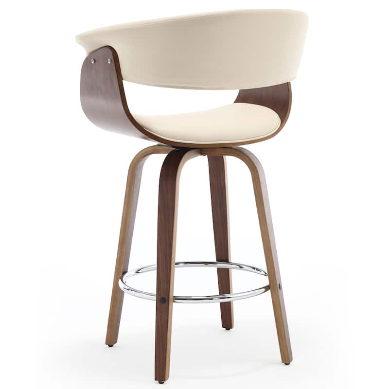 26"/29" Faux Leather Swivel Bar Stools, Wood Counter Stool