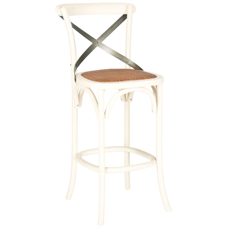 SAFAVIEH Azisa 30-inch x-Back Antique White Bar Stool - 20Wx21Dx44H