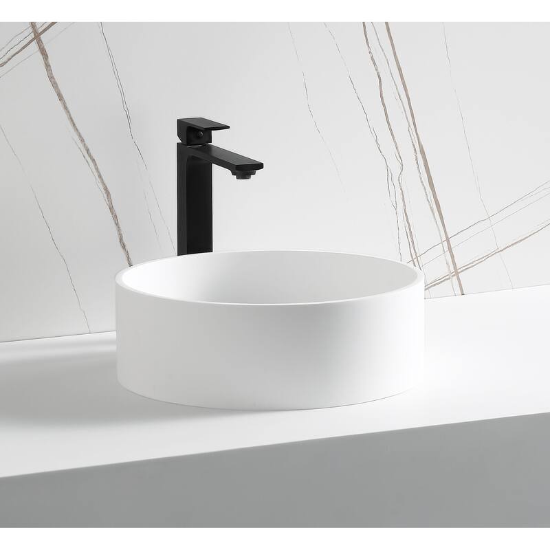 15" Round White Matte Solid Surface Resin Sink