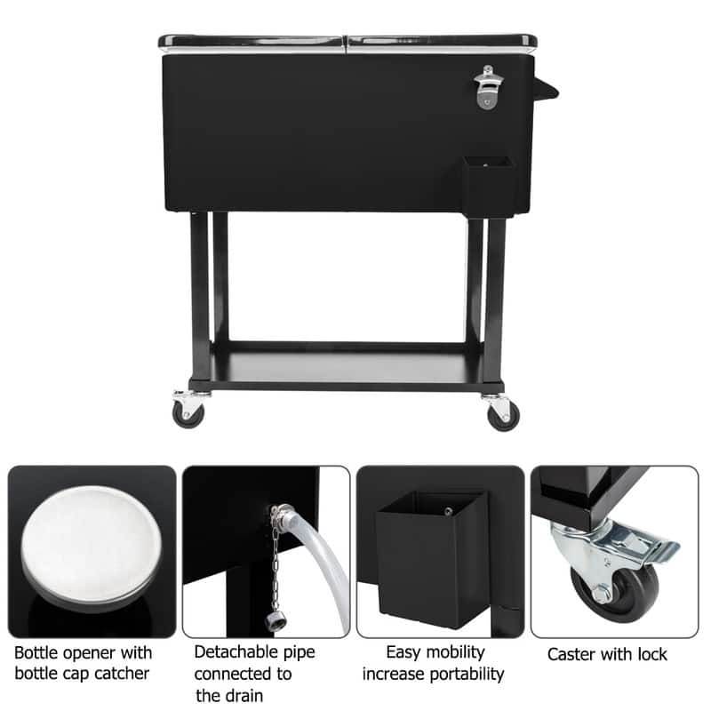 Ice Chest Cooler Cart Black