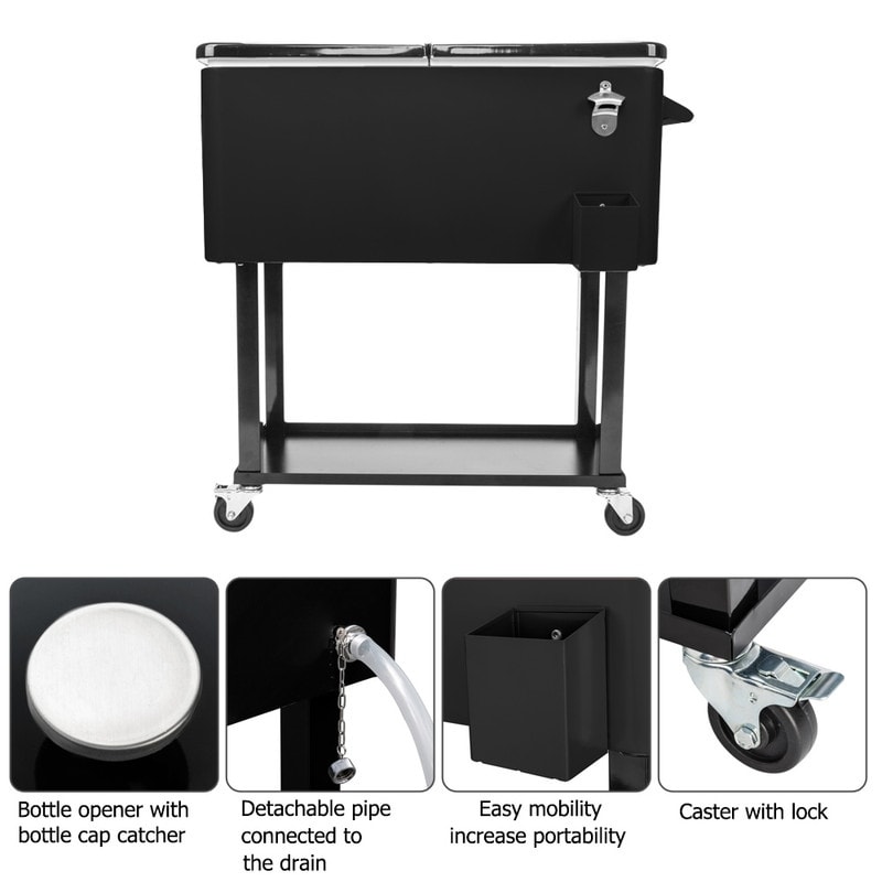 Ice Chest Cooler Cart Black