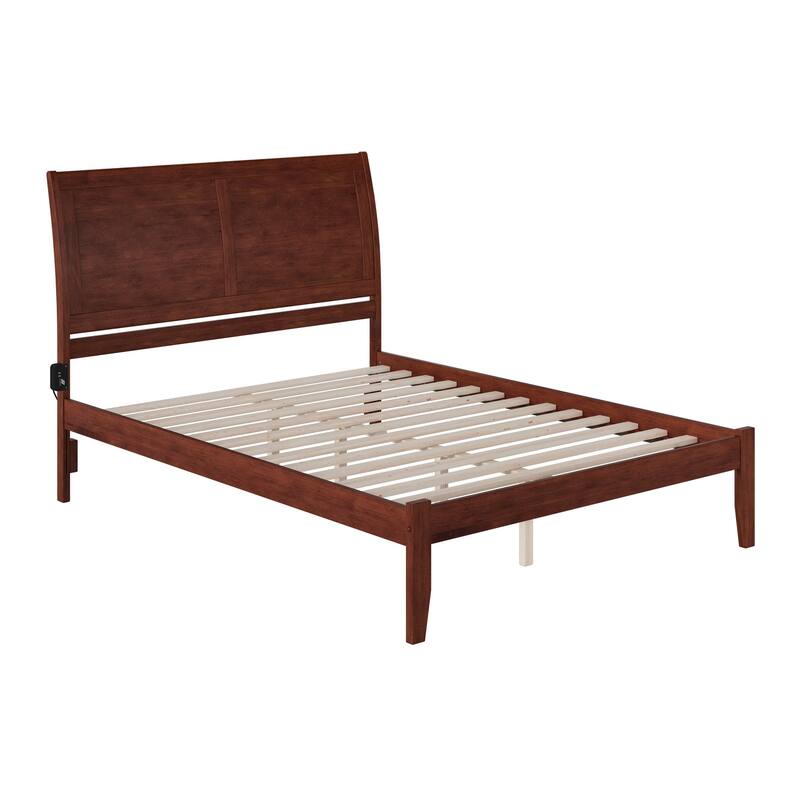 Portland King Wood Platform Bed in Walnut