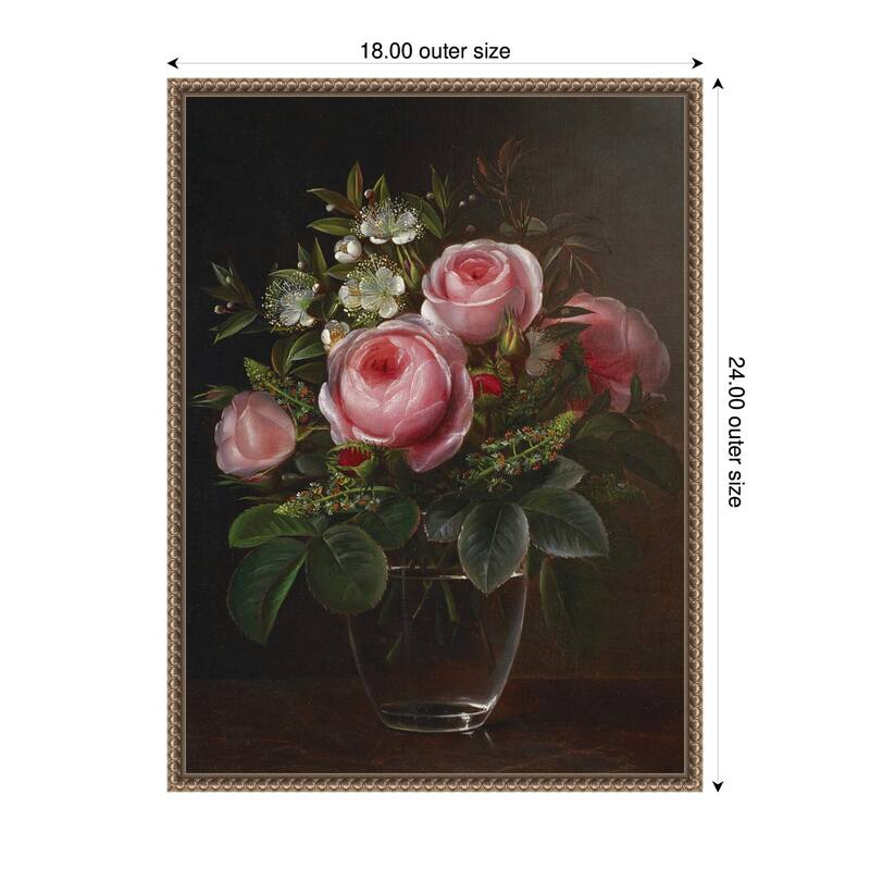 Kate and Laurel Roses and Tree by Nostalgia Prints Framed Canvas Wall Art Print